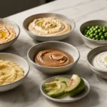 Hummus, Bohnencreme, Erbsen, Joghurt und Banane als Avocado-Alternativen