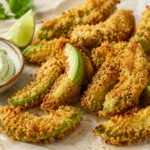 Knusprig gebackene Avocado-Pommes mit Limetten-Dip